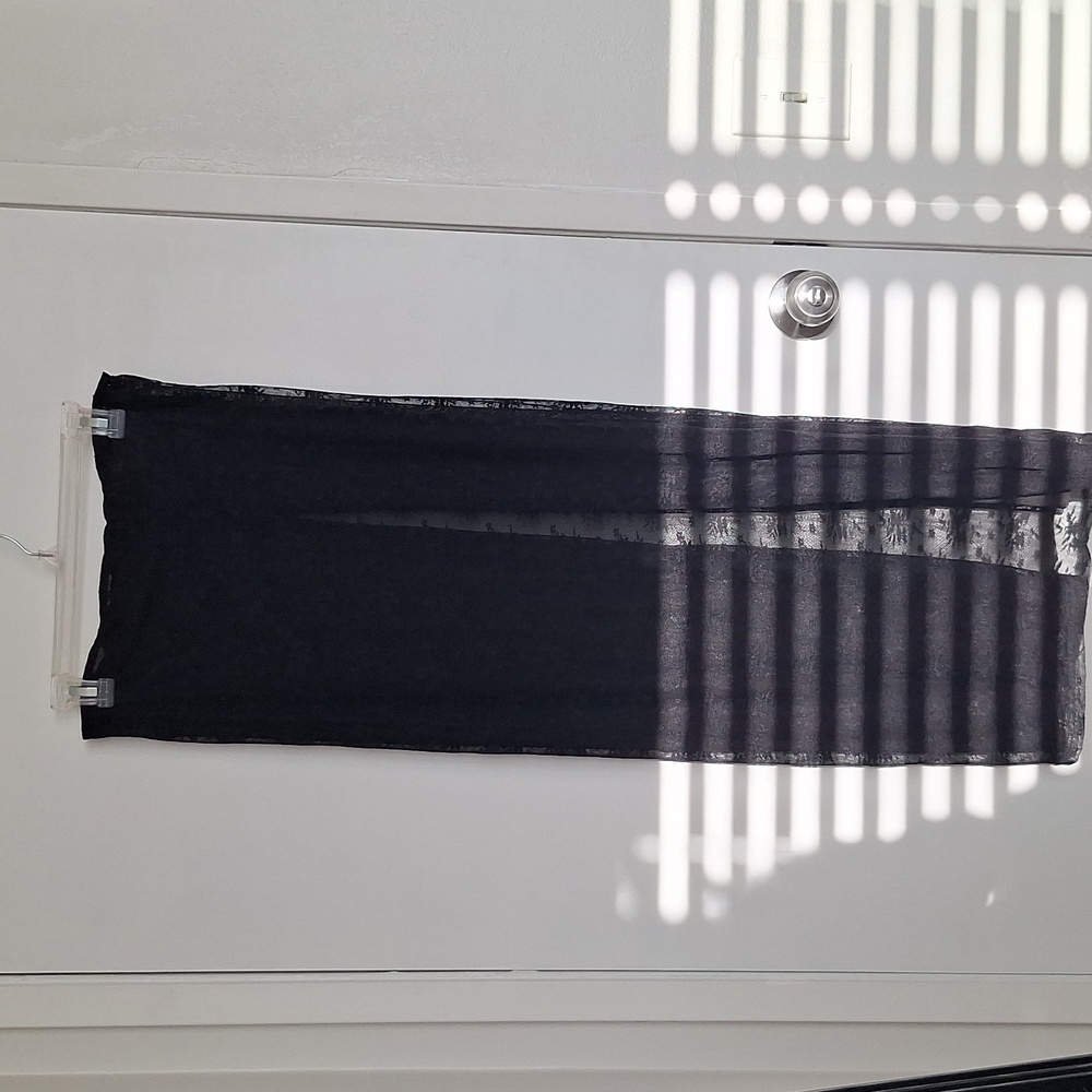 Lioness Black Sheer Mesh High Slit Goth Maxi Skirt Floral Design Size M